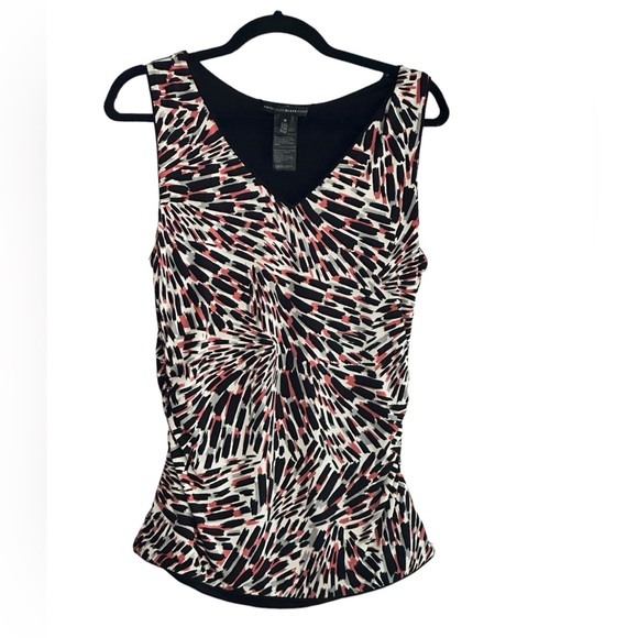 White House Black Market Reversible Abstract/Solid Black Tank Sz M - Picture 1 of 6